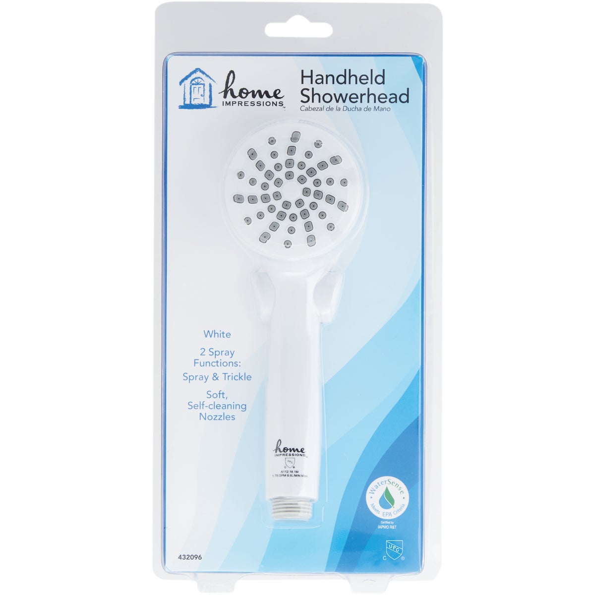 Home Impressions 2-Spray 1.8 GPM Handheld Shower Head, White Image 2
