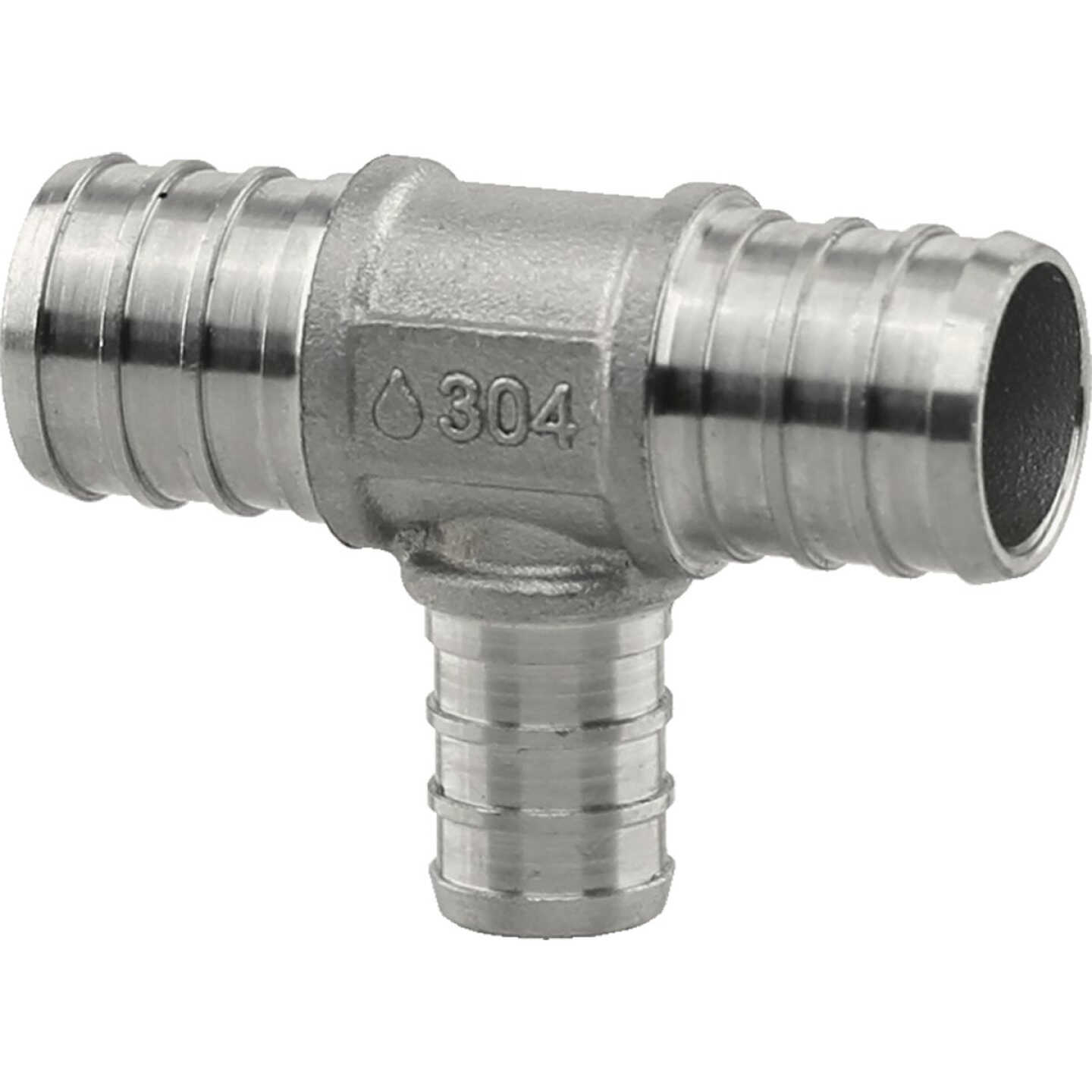 PlumbEeze 3/4 In. x 3/4 In. x 1/2 In. Stainless Steel PEX Tee Image 1