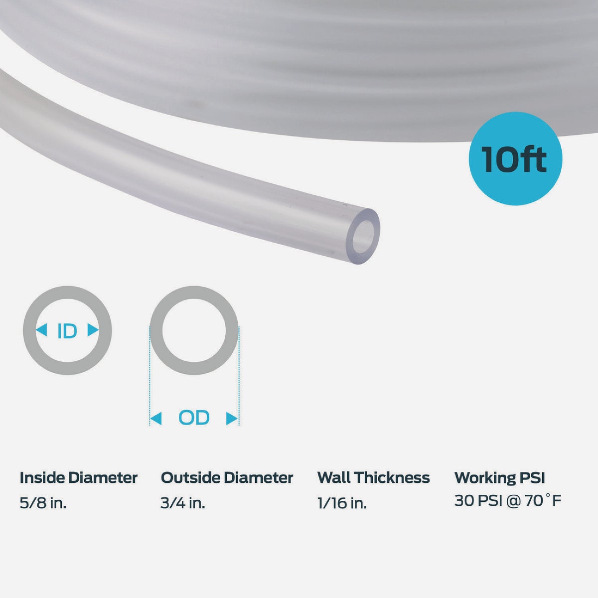 Eastman EZ-Flo 10 Ft. Clear Vinyl Tubing 5/8 In. ID x 3/4 In. OD Image 3