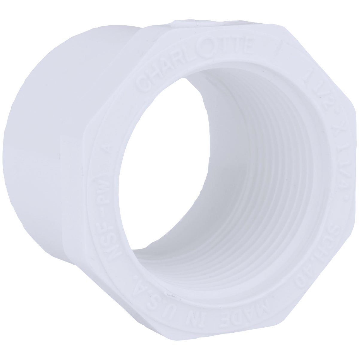 Charlotte Pipe 1-1/2 In. SPG x 1-1/4 In. FPT Schedule 40 PVC Bushing Image 1