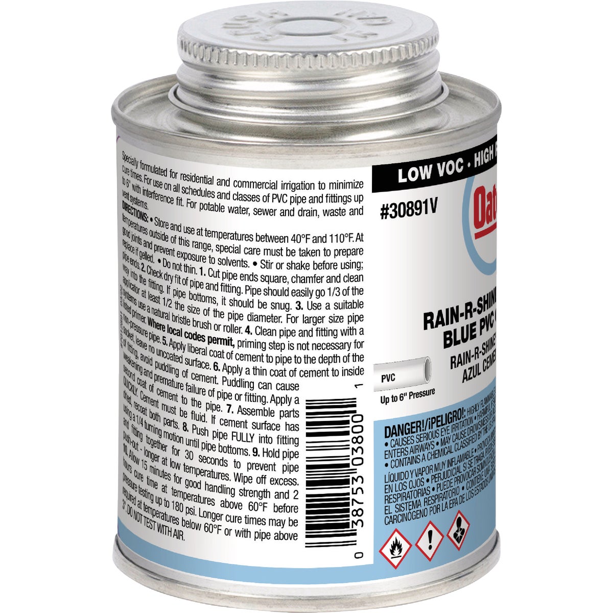 Oatey Rain-R-Shine 8 Oz. Low Voc Medium Bodied Blue PVC Cement Image 2