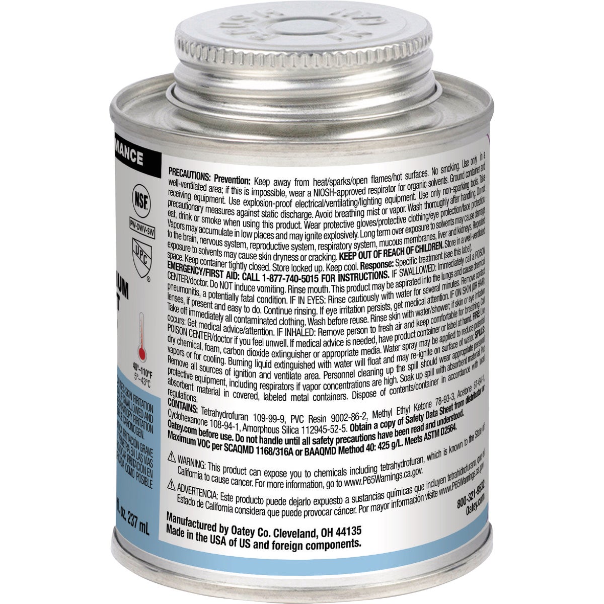 Oatey Rain-R-Shine 8 Oz. Low Voc Medium Bodied Blue PVC Cement Image 3