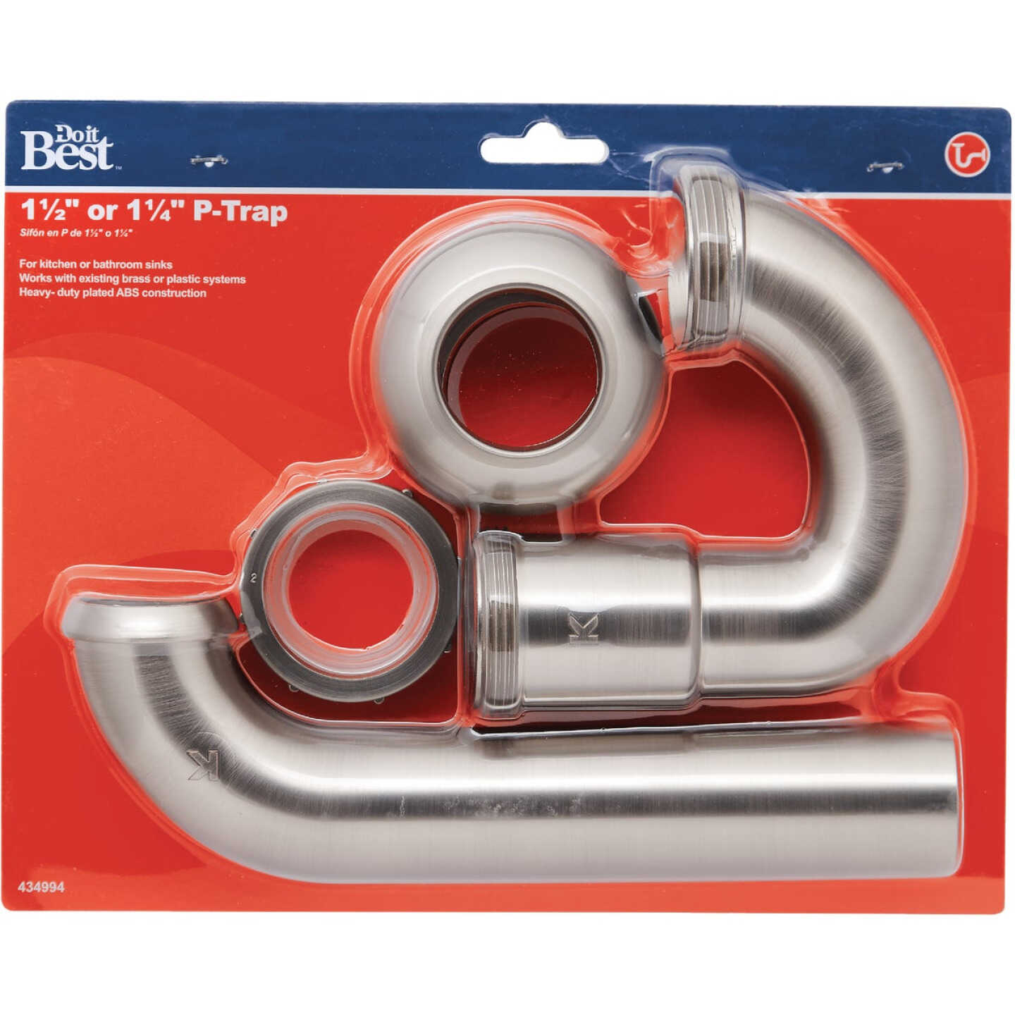 Do it Best 1-1/2 in. ABS Decorative Brushed Nickel P-Trap with 1-1/4 in. Reducer Washer Image 2