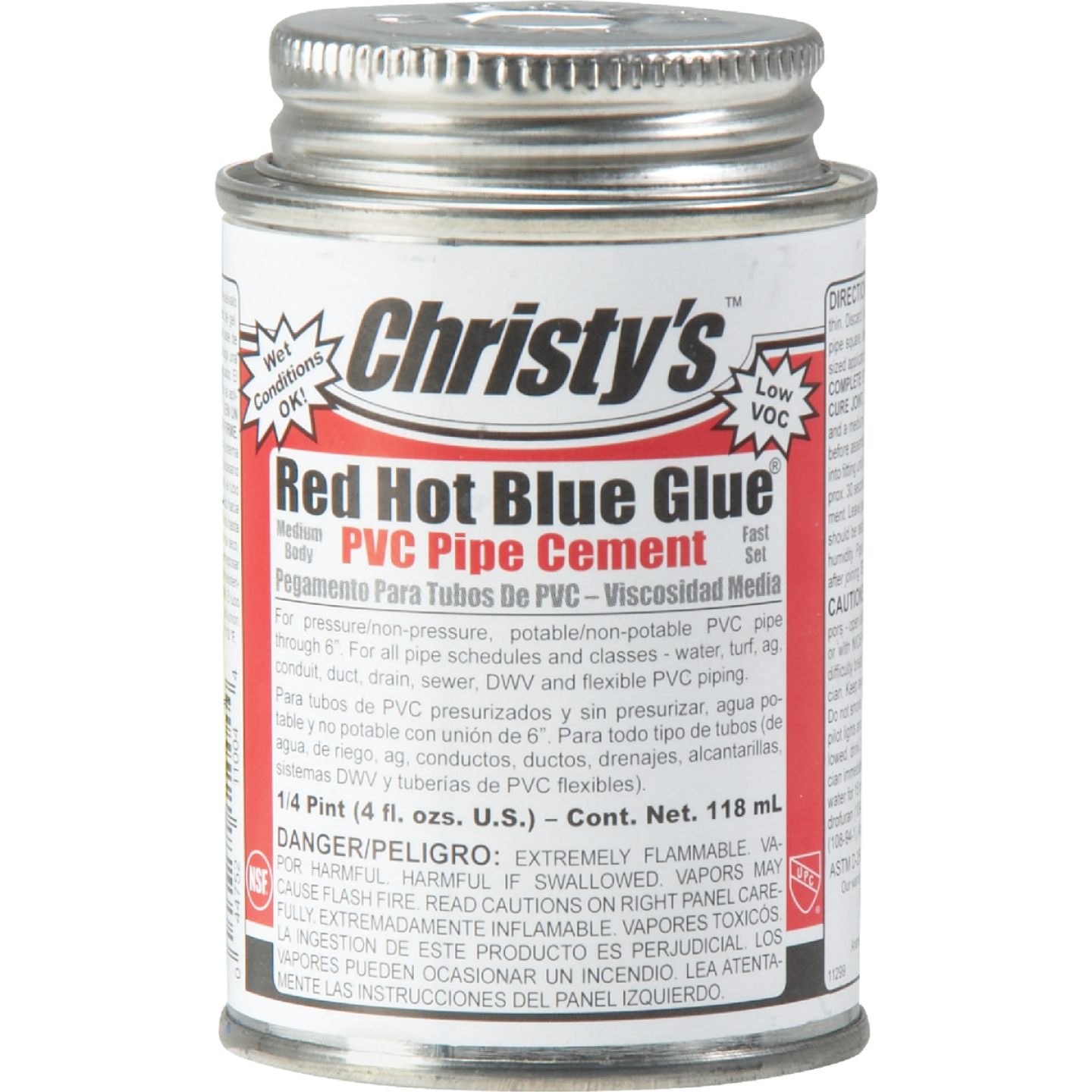 Christy's 4 Oz. Low VOC Red Hot Blue Glue PVC Cement Image 1