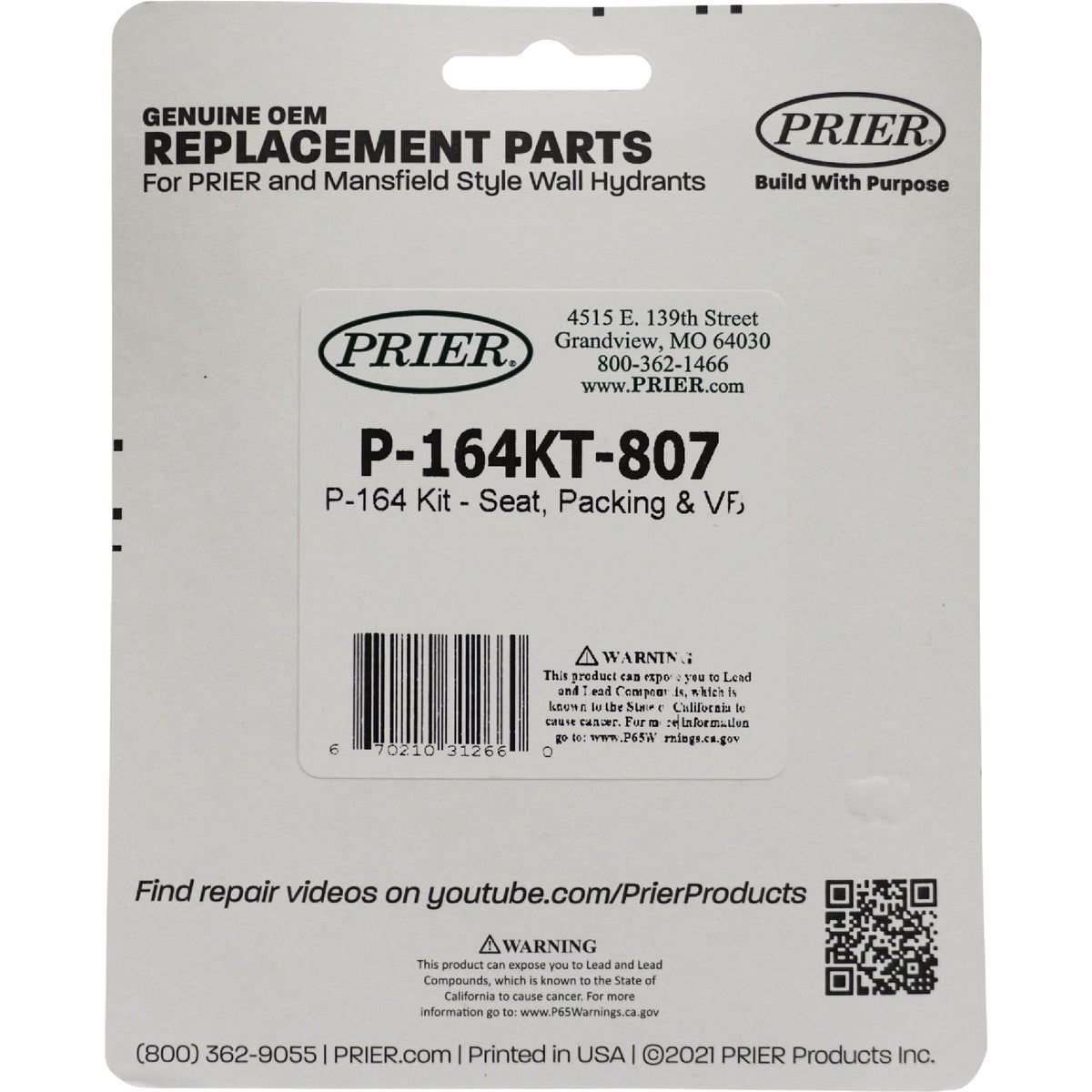 Prier P-164 Complete Wall Hydrant Repair Kit Image 3