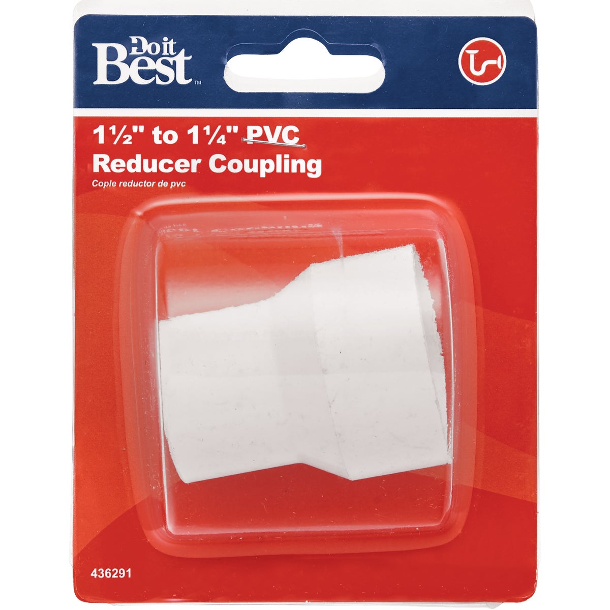 Do it Best 1-1/2 In. x 1-1/4 In. White PVC Solvent Weld Reducer Coupling Image 2