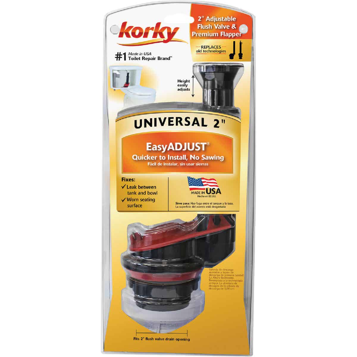 Korky 3 to 5 GPF Adjustable Flush Valve and Premium Flapper Kit Image 2