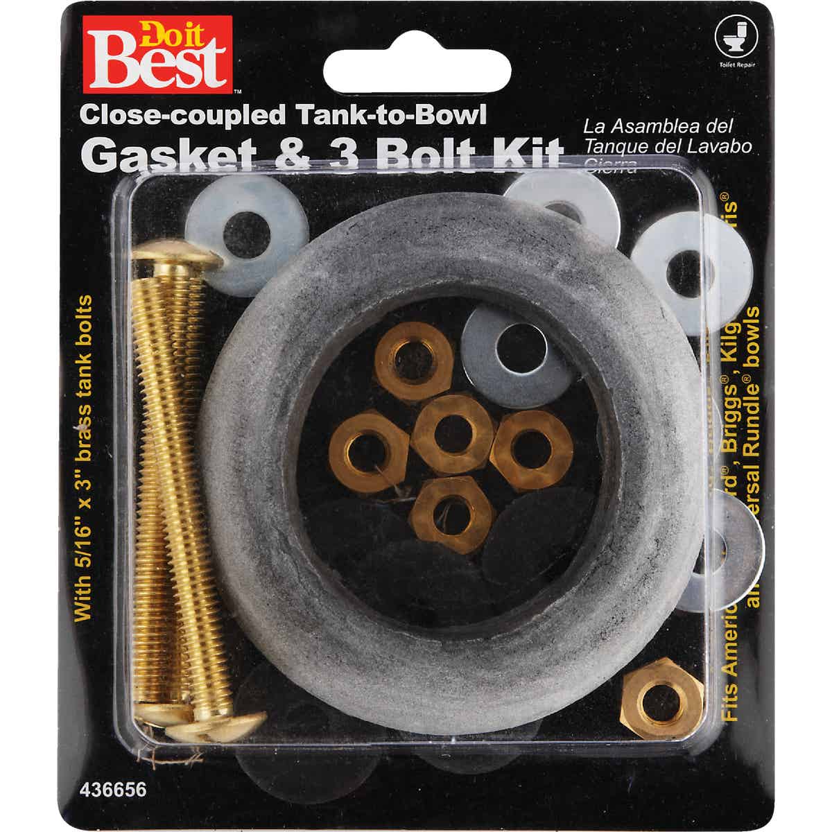 Do it Best 5/16 In. x 3 In. Brass, Sponge Rubber Tank Bolts  Image 2