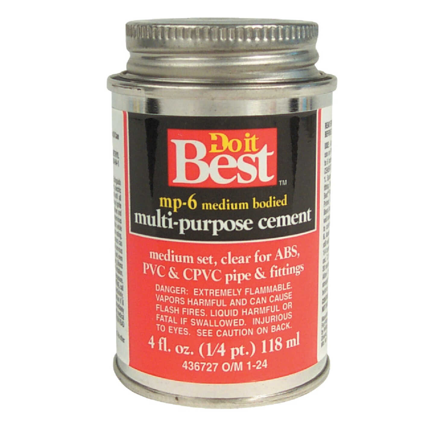 Do it Best 4 Oz. Medium Bodied Clear Multi Purpose Solvent Cement Image 1