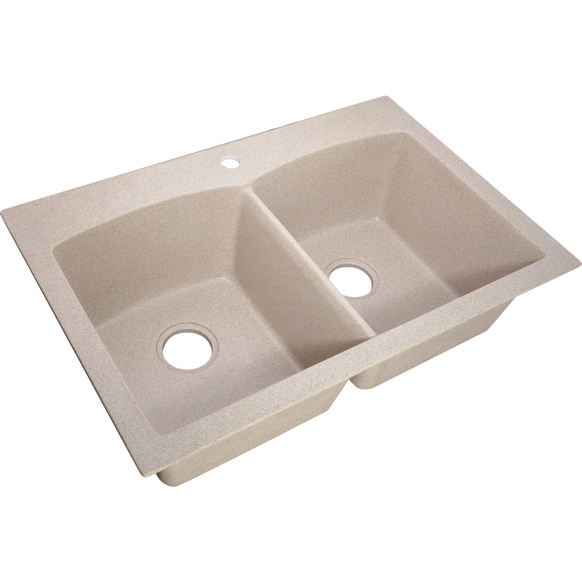 Compass Manufacturing Double Bowl 33 In. x 22 In. x 9 In. Sand Granite/Composite Dual Mount Single Hole Kitchen Sink