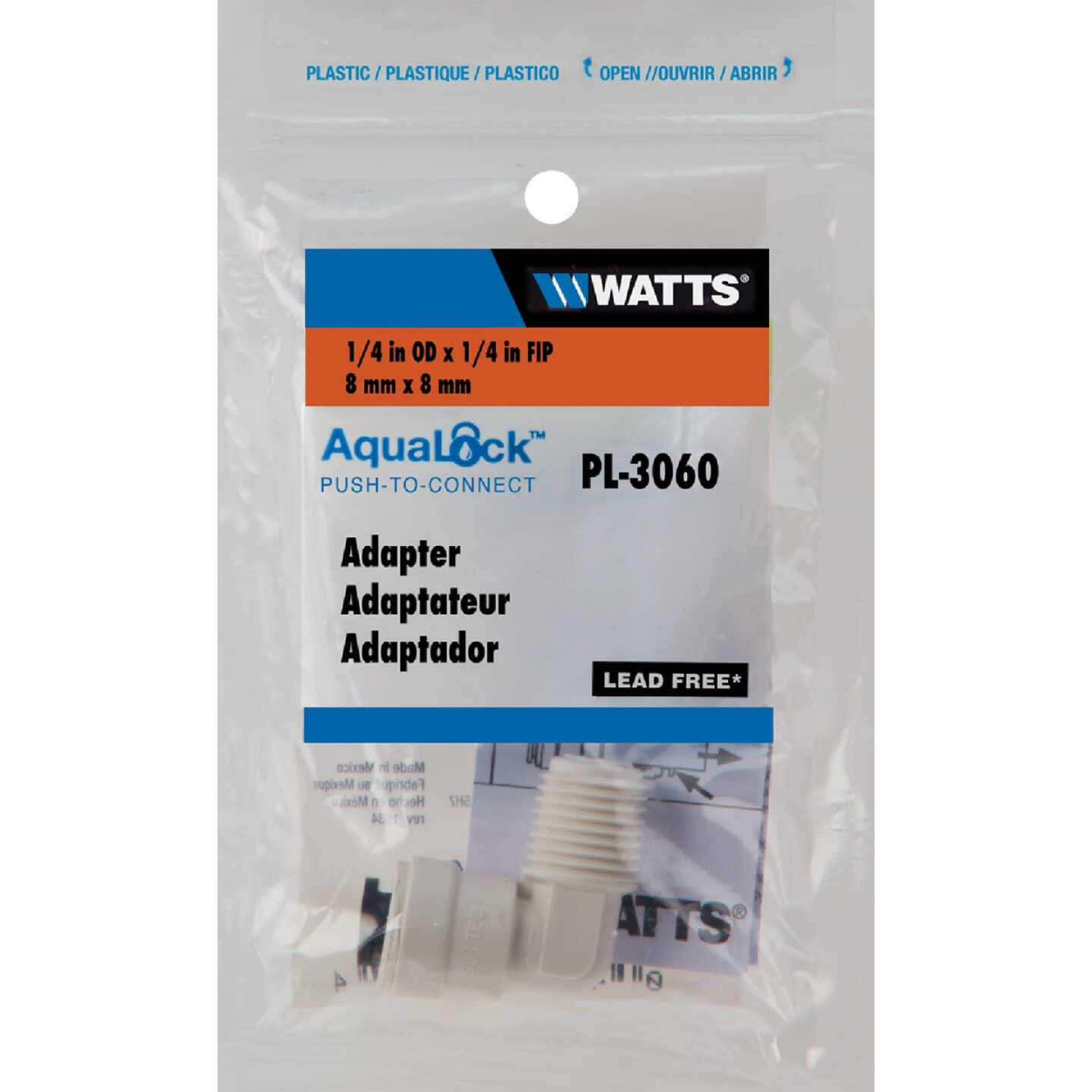 Watts Aqualock 1/4 In. OD x 1/4 In. FNPT Push-to-Connect Plastic Adapter Image 2