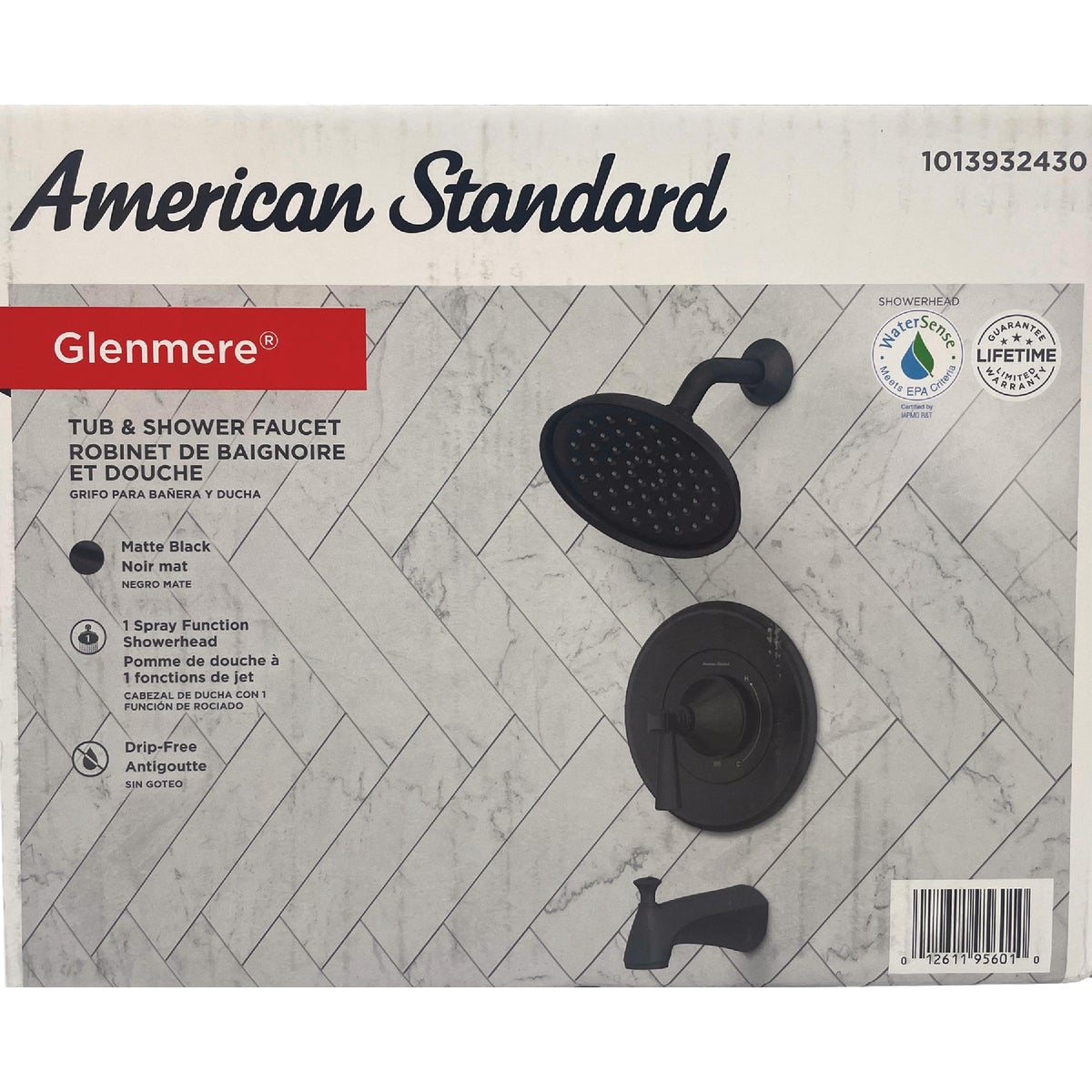 American Standard Glenmere Matte Black Single-Handle Lever Tub & Shower Faucet Image 7