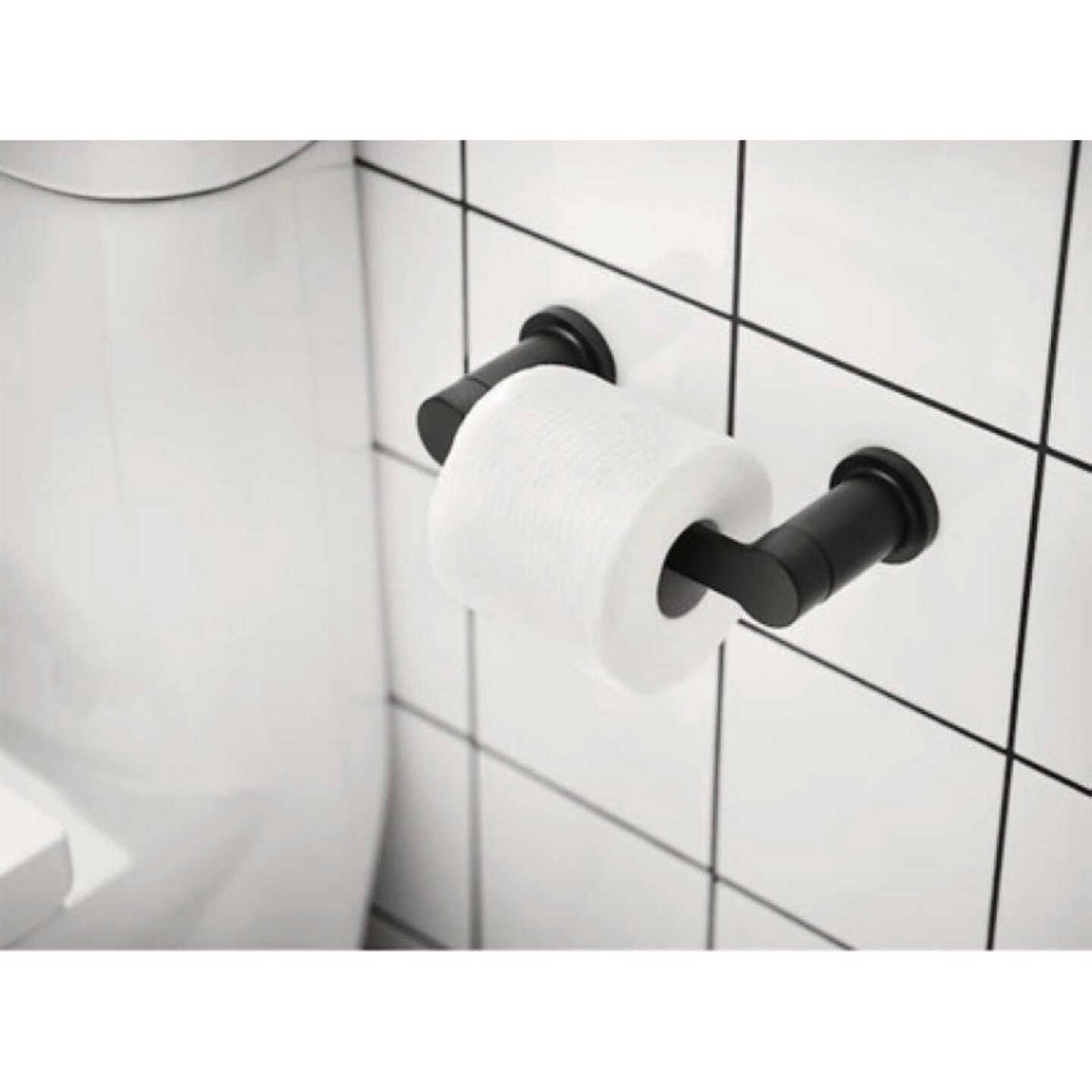 Moen Rinza Wall Mount Pivoting Toilet Paper Holder, Matte Black Image 2