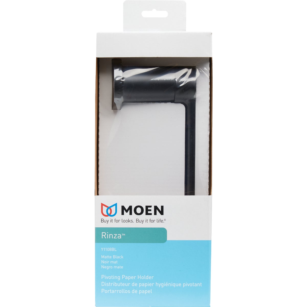 Moen Rinza Wall Mount Pivoting Toilet Paper Holder, Matte Black Image 3