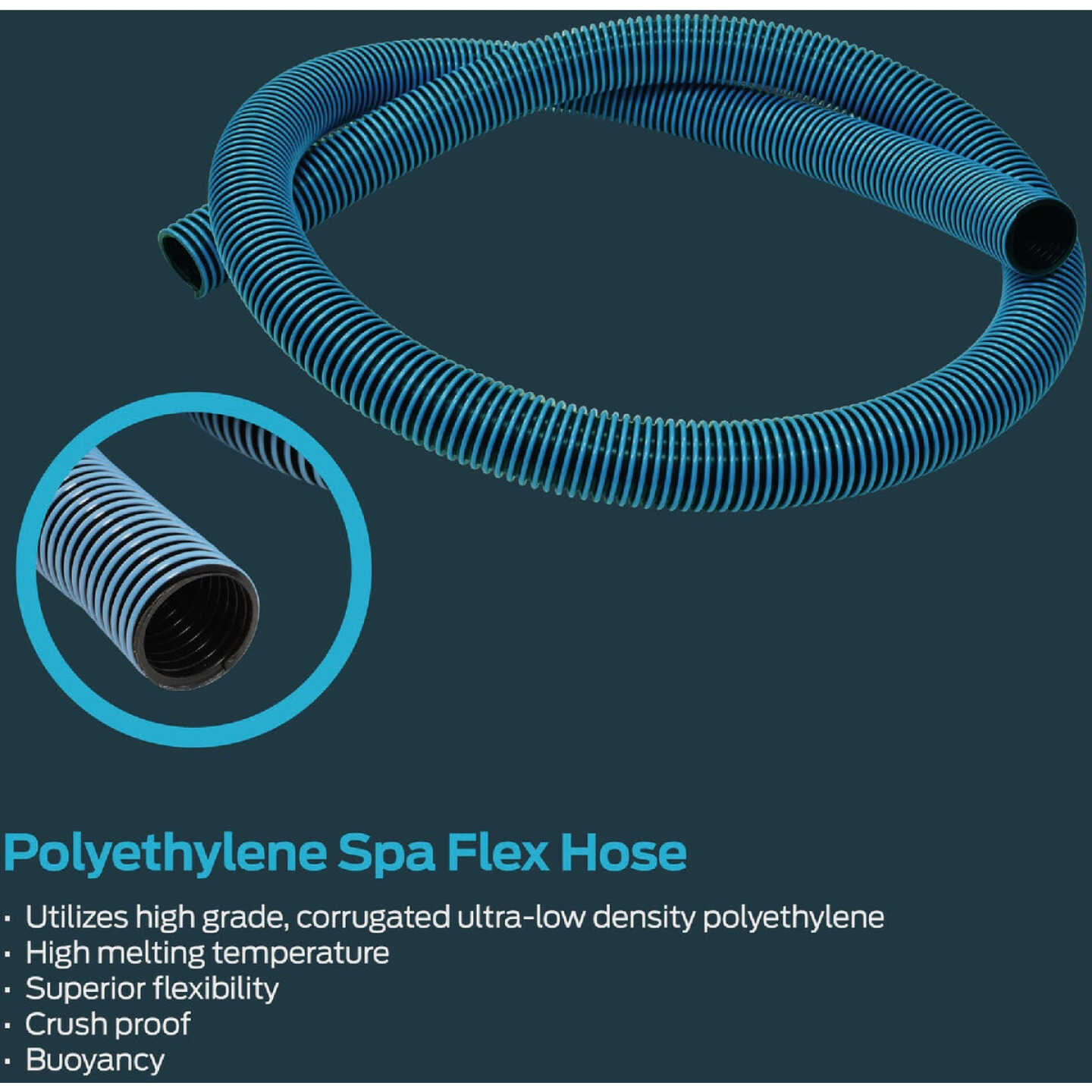 Eastman EZ-Flo 25 Ft. Flexible Pool & Spa Vacuum Polyethylene Hose 1-1/2 In. ID Bulk Spool Image 2
