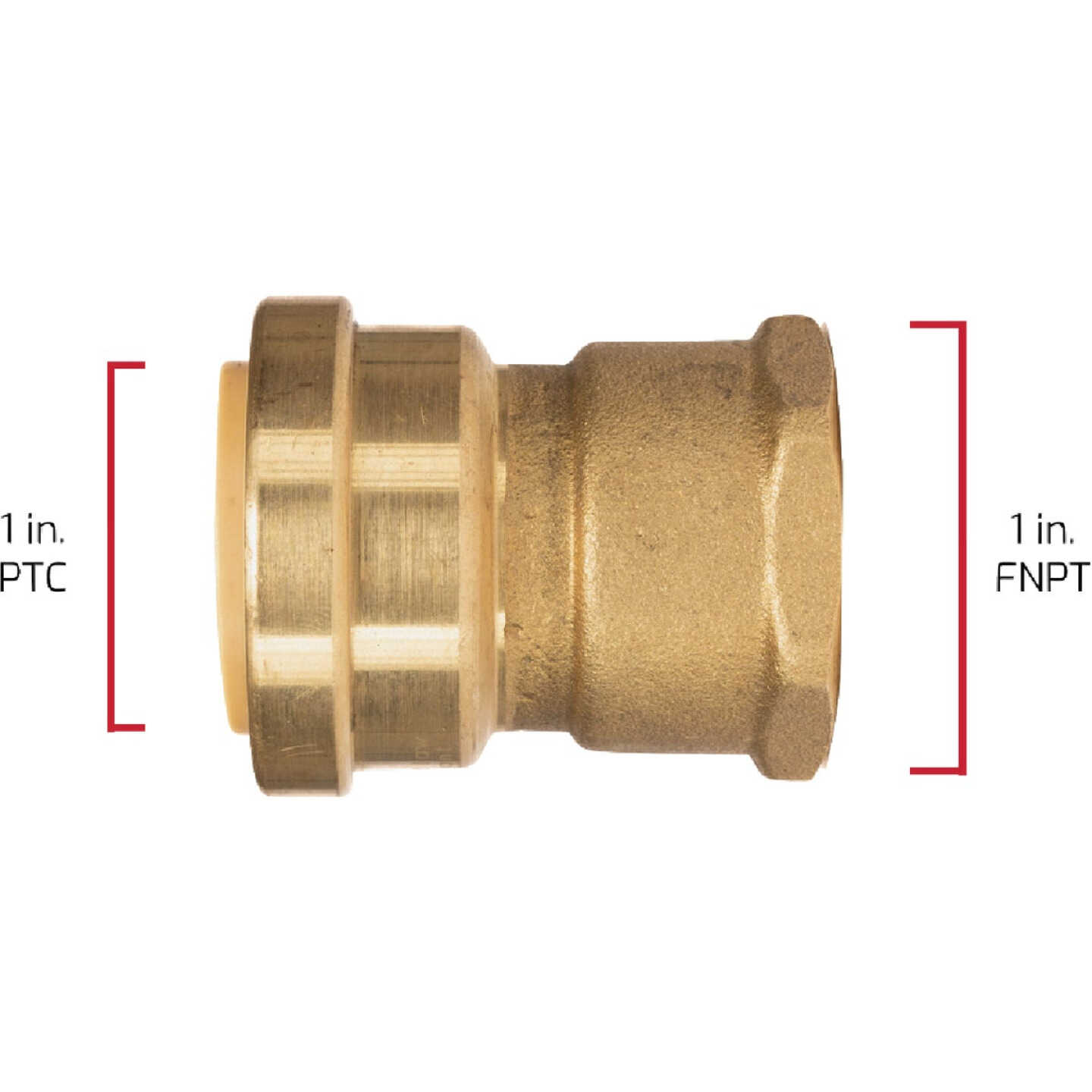 QuickFitting 1 In. Push-to-Connect x 1 In. FNPT Brass Straight Female Adapter Image 5