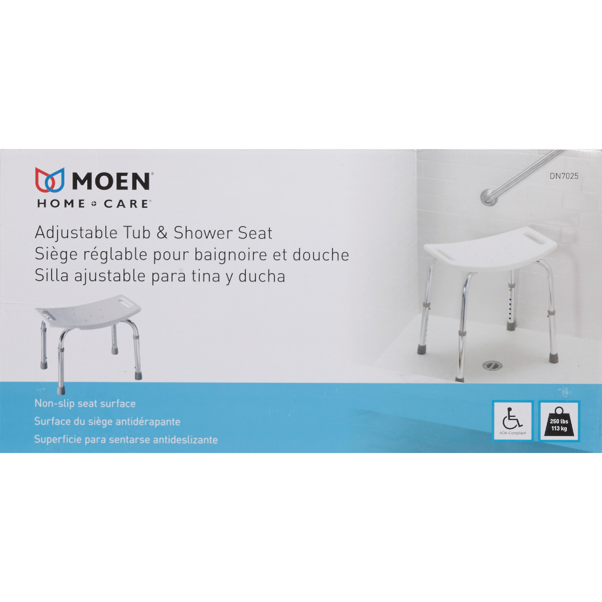 Moen Home Care 300 Lb. Capacity Shower & Tub Seat, Glacier Image 2