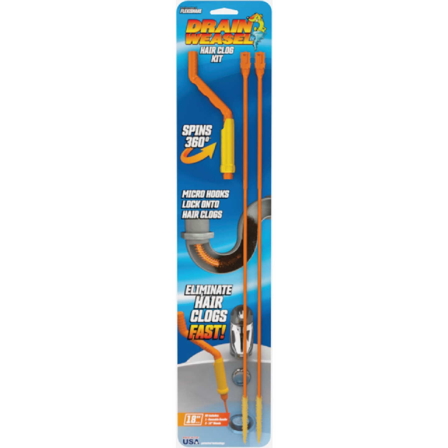 FlexiSnake Drain Weasel Hair Stick Flexible Starter Kit (3-Piece) Image 1