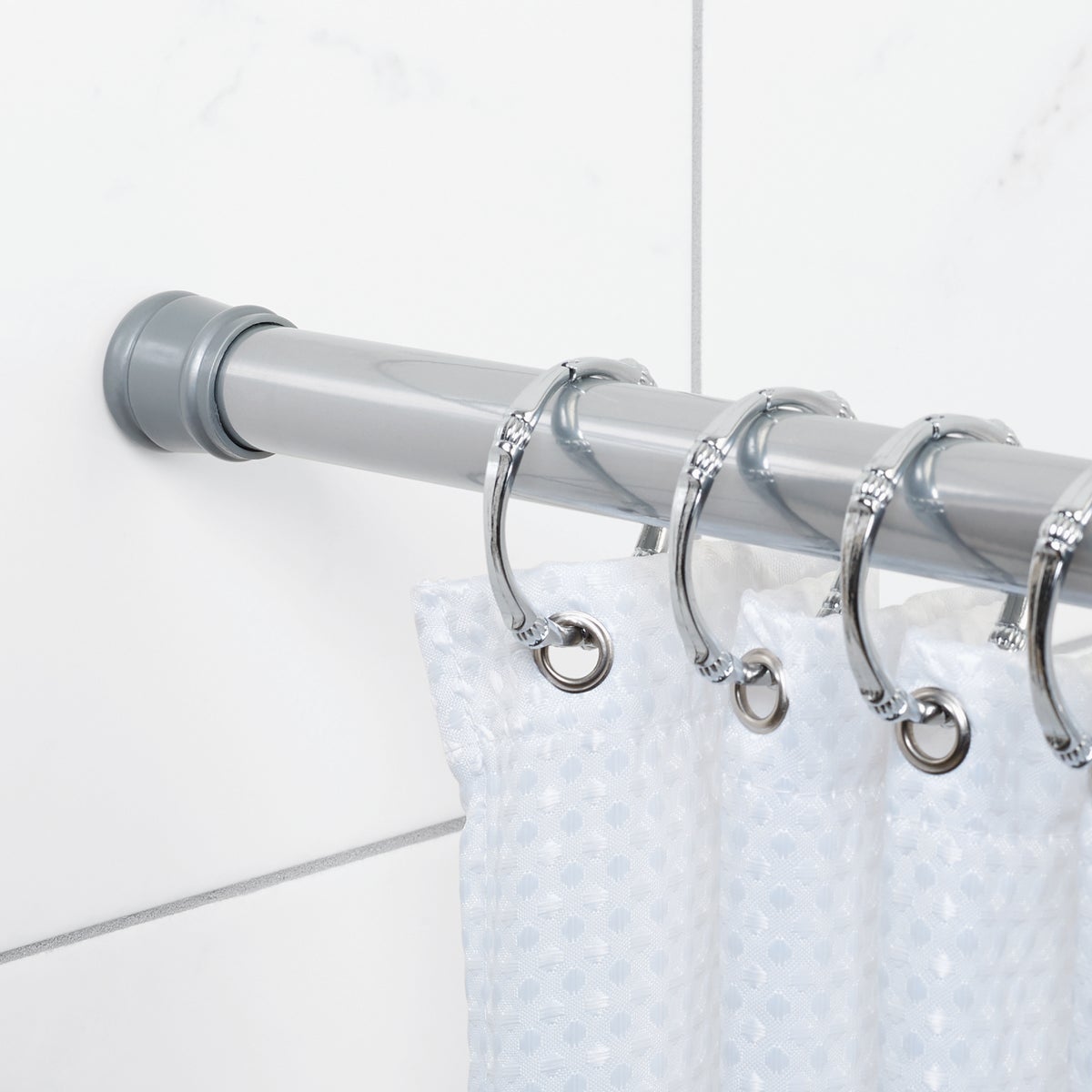 Zenith Zenna Home Straight 34-1/2 In. To 60 In. Adjustable Tension Shower Rod in Chrome Image 2