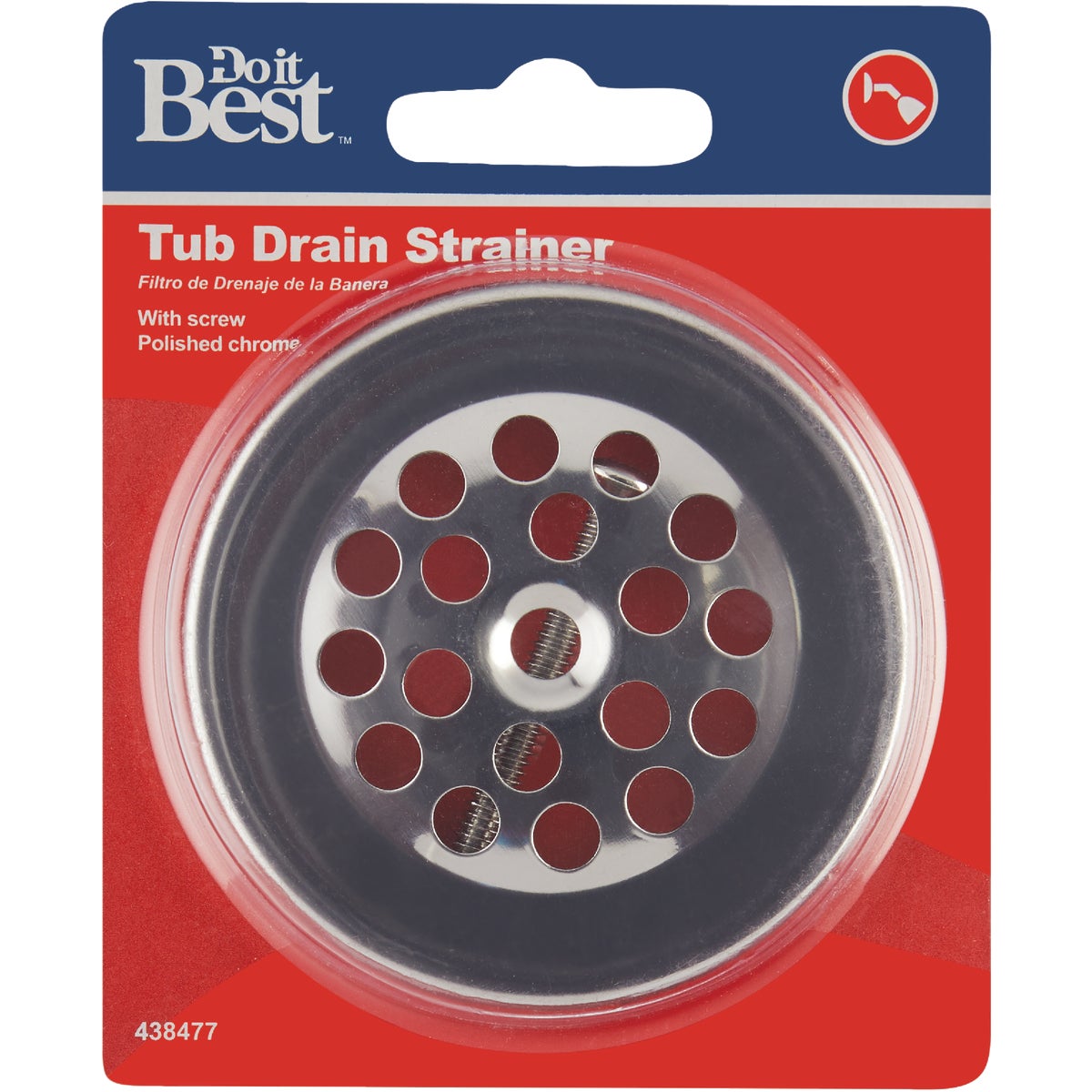 Do it Best 2 In. Dome Cover Tub Drain Strainer with Chrome Finish Image 2