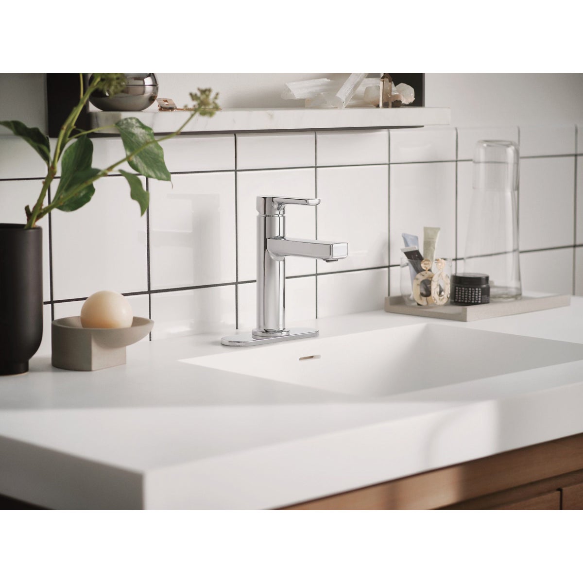 Moen Rinza 1-Handle Lever Centerset Bathroom Faucet, Chrome Image 2