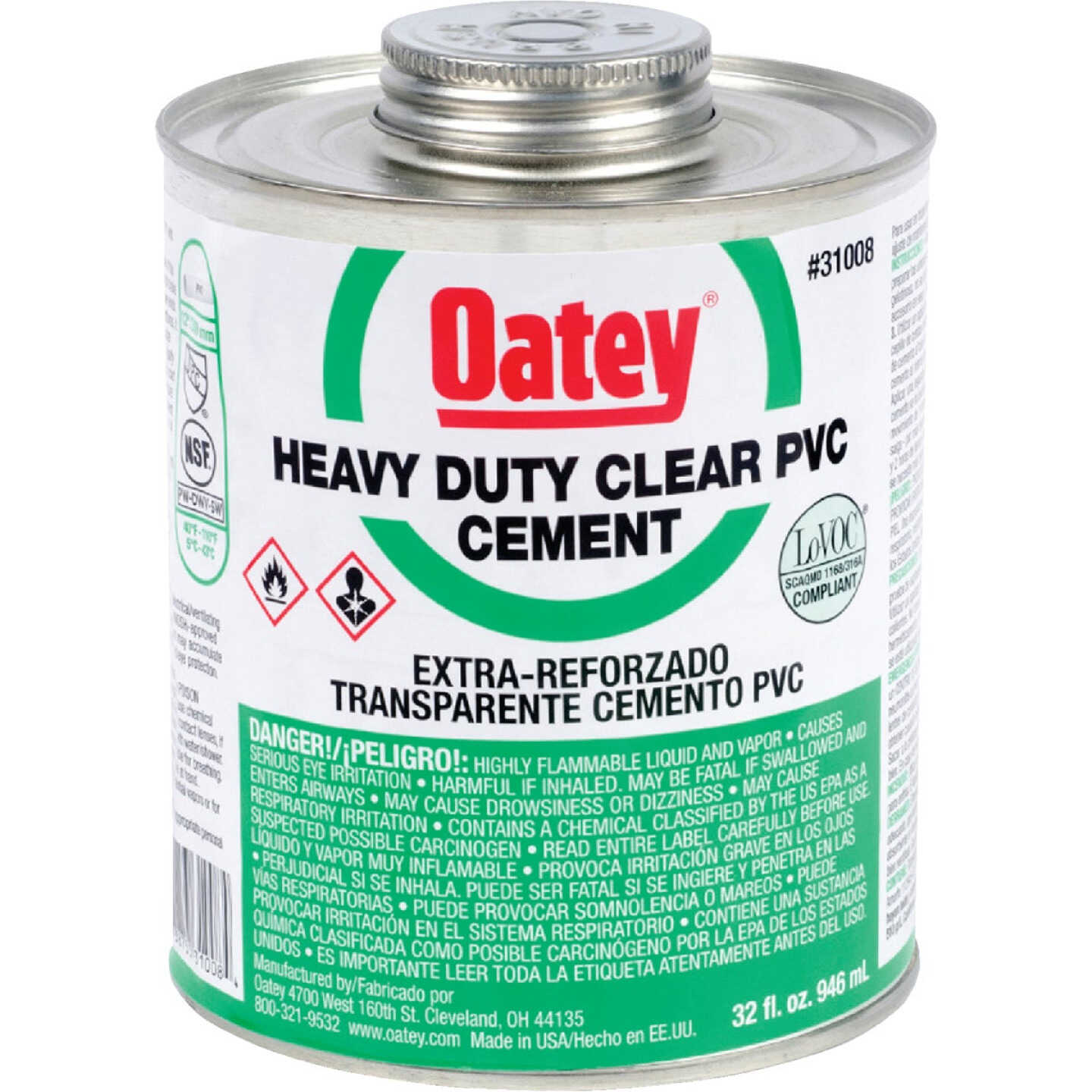 Oatey 32 Oz. Heavy Bodied Heavy-Duty Clear PVC Cement Image 1