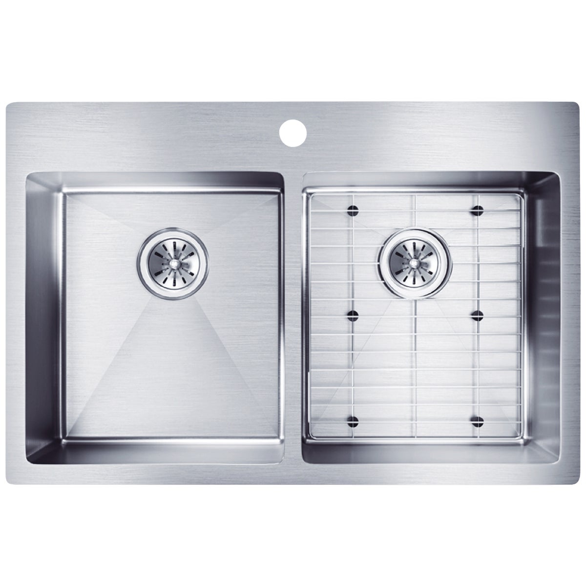 Elkay Crosstown 18 Ga. Stainless Steel 33 In. x 22 In. x 9 In. Equal Double Bowl Dual Mount Kitchen Sink Kit