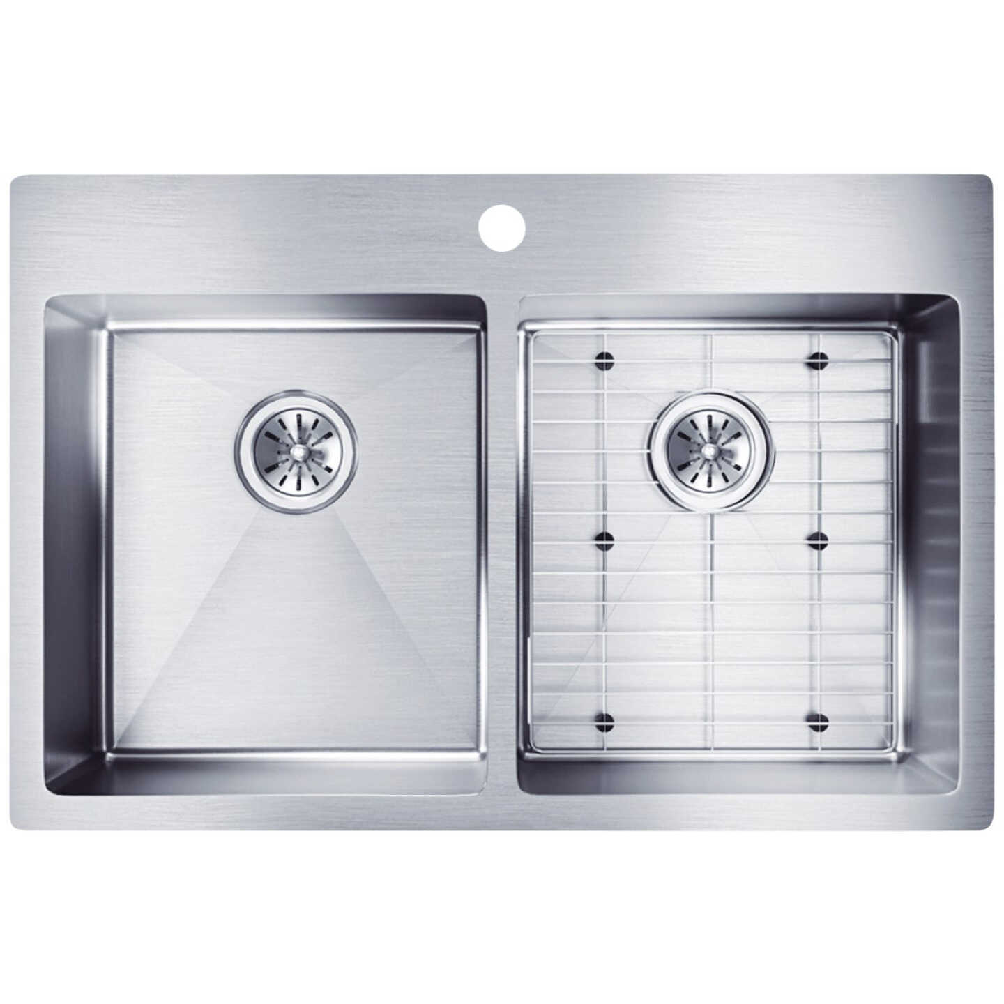 Elkay Crosstown 18 Ga. Stainless Steel 33 In. x 22 In. x 9 In. Equal Double Bowl Dual Mount Kitchen Sink Kit Image 1