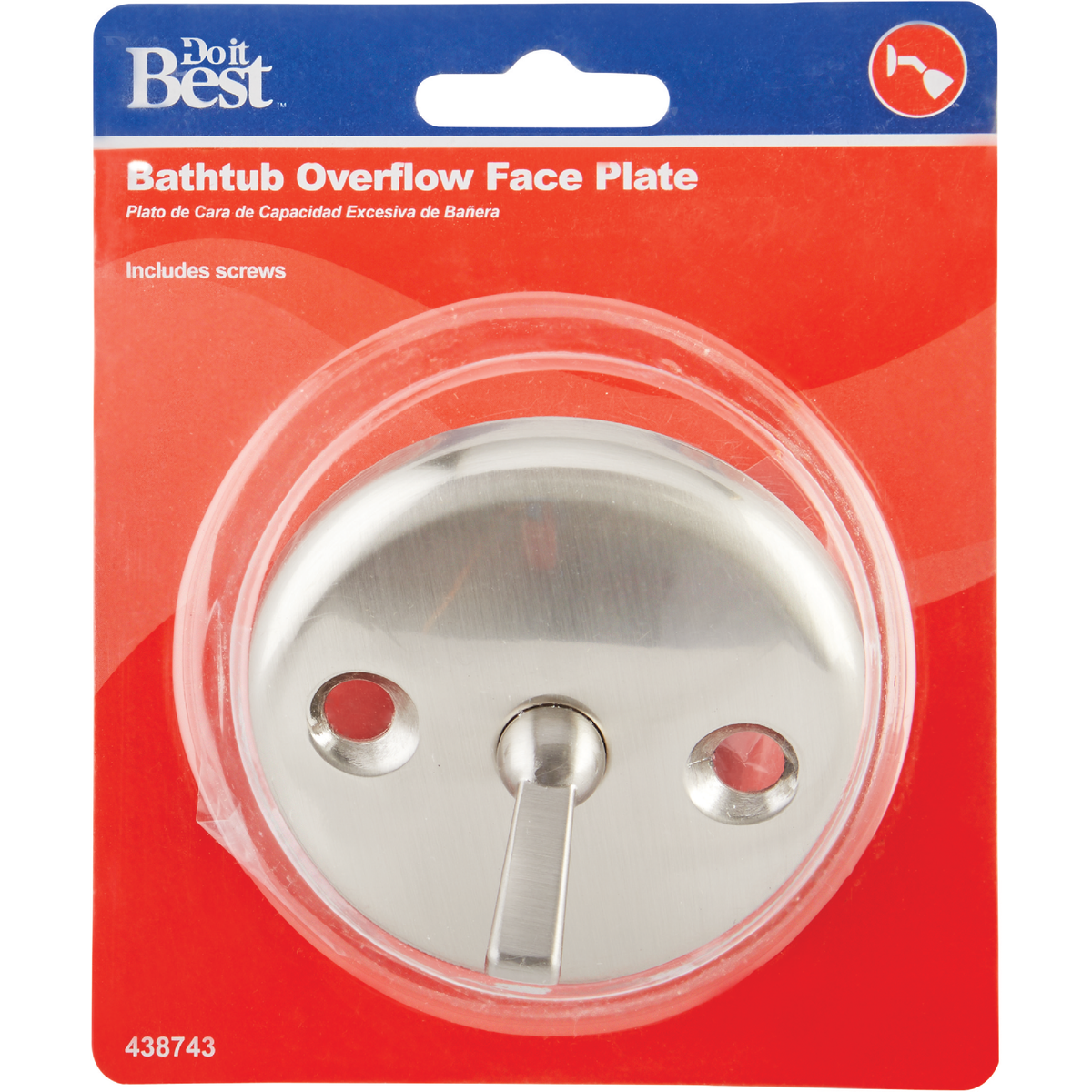 Do it Two-Hole Brushed Nickel Bath Drain Face Plate with Trip Lever Image 2