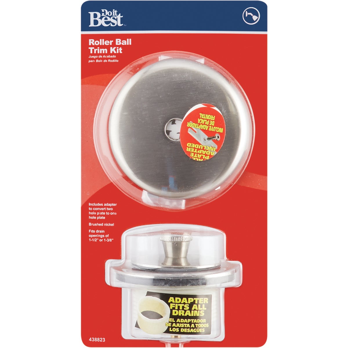 Do it Best Brushed Nickel Roller Ball Bath Drain Trim Kit Image 2