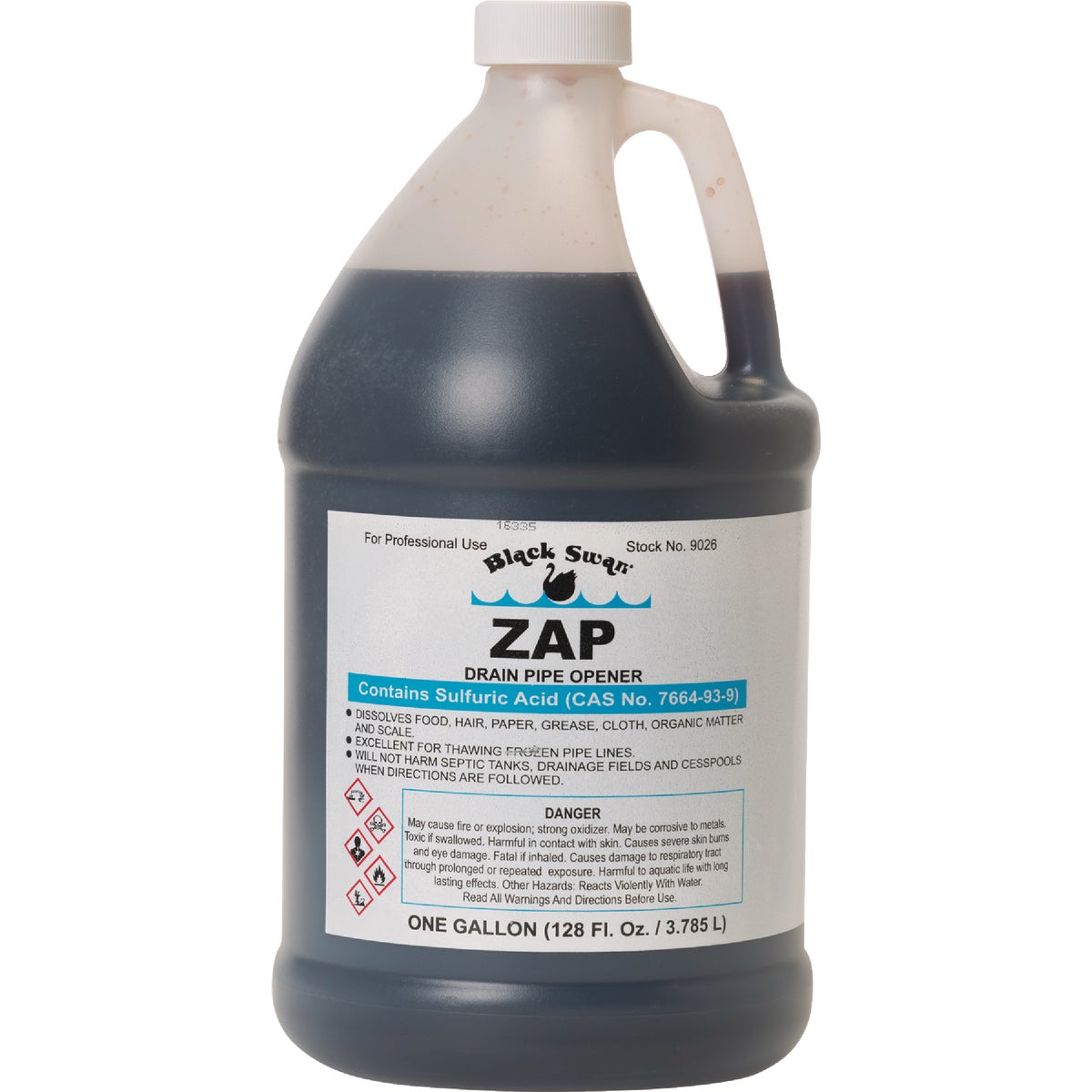 Black Swan Zap Sulfuric Acid Drain Opener with Odor Blanket, 1 Gal.