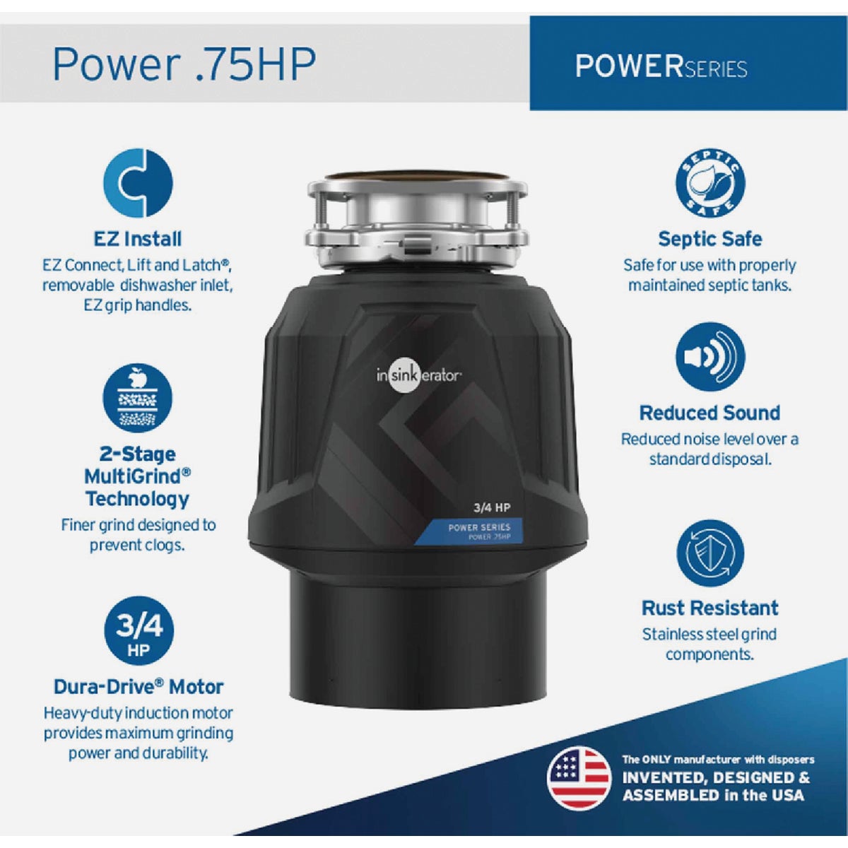 Insinkerator Power 3/4 HP Garbage Disposer, 6 Year Warranty Image 2
