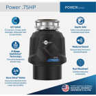 Insinkerator Power 3/4 HP Garbage Disposer, 6 Year Warranty Image 2