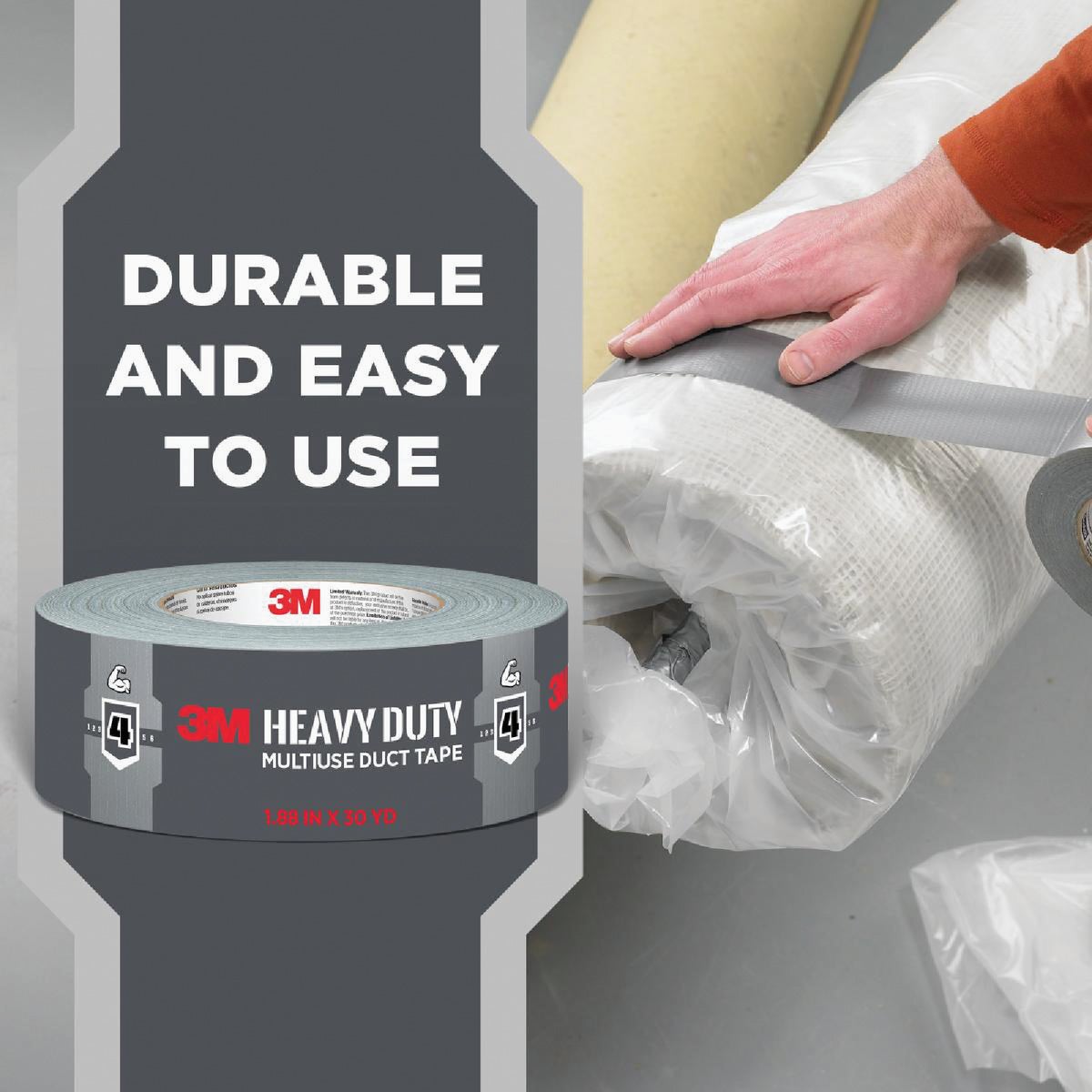 3M 1.88 In. x 20 Yd. Heavy Duty Duct Tape, Gray Image 5