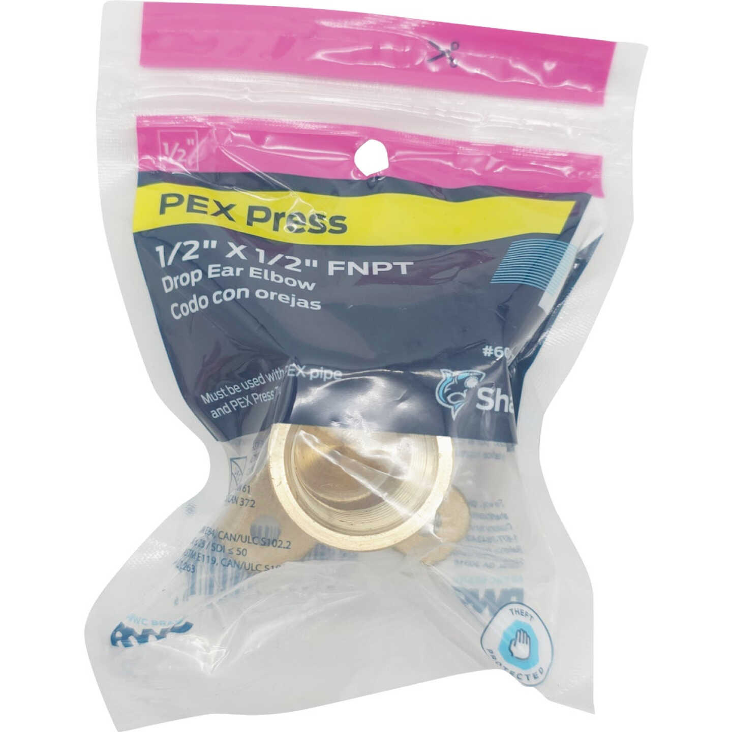 SharkBite 1/2 In. x 1/2 In. FNPT PEX Press Brass Drop Ear Image 2