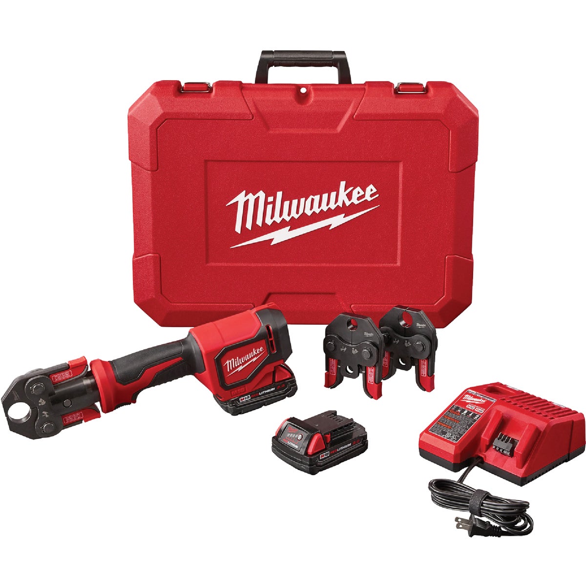 Milwaukee M18 18V Lithium-Ion Short Throw Cordless Press Tool Kit w/3 PEX Crimp Jaws