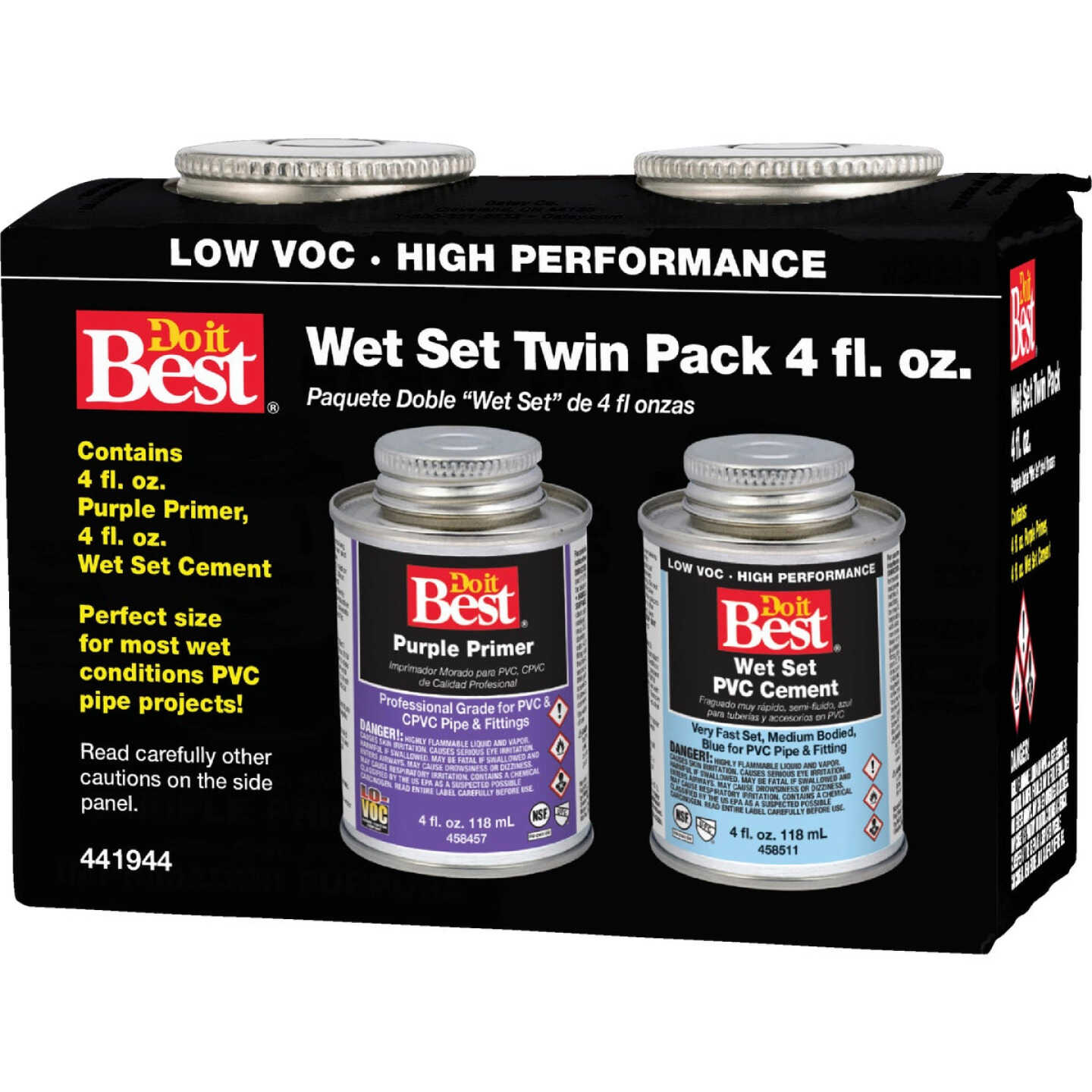 Do it Best Wet Set Purple Primer and PVC Cement Kit, (2) 4 Oz. Cans Image 1