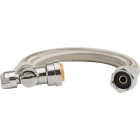 QuickFitting 1/2 In. Push-to-Connect Angle Stop Valve x 7/8 In. Ballcock x 12 In. Braided Stainless Steel Toilet Connector Hose Image 1