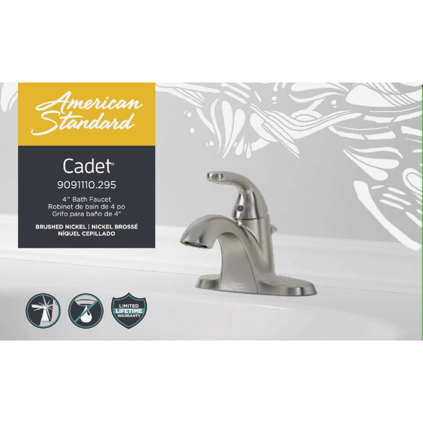 American Standard Cadet Brushed Nickel 1-Handle Lever 4 In. Centerset Bathroom Faucet with Pop-Up Image 2