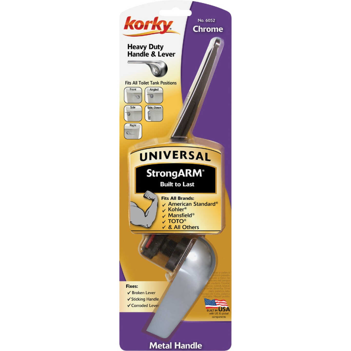 Korky StrongARM Universal Chrome Tank Lever with Wave Style Handle Image 3