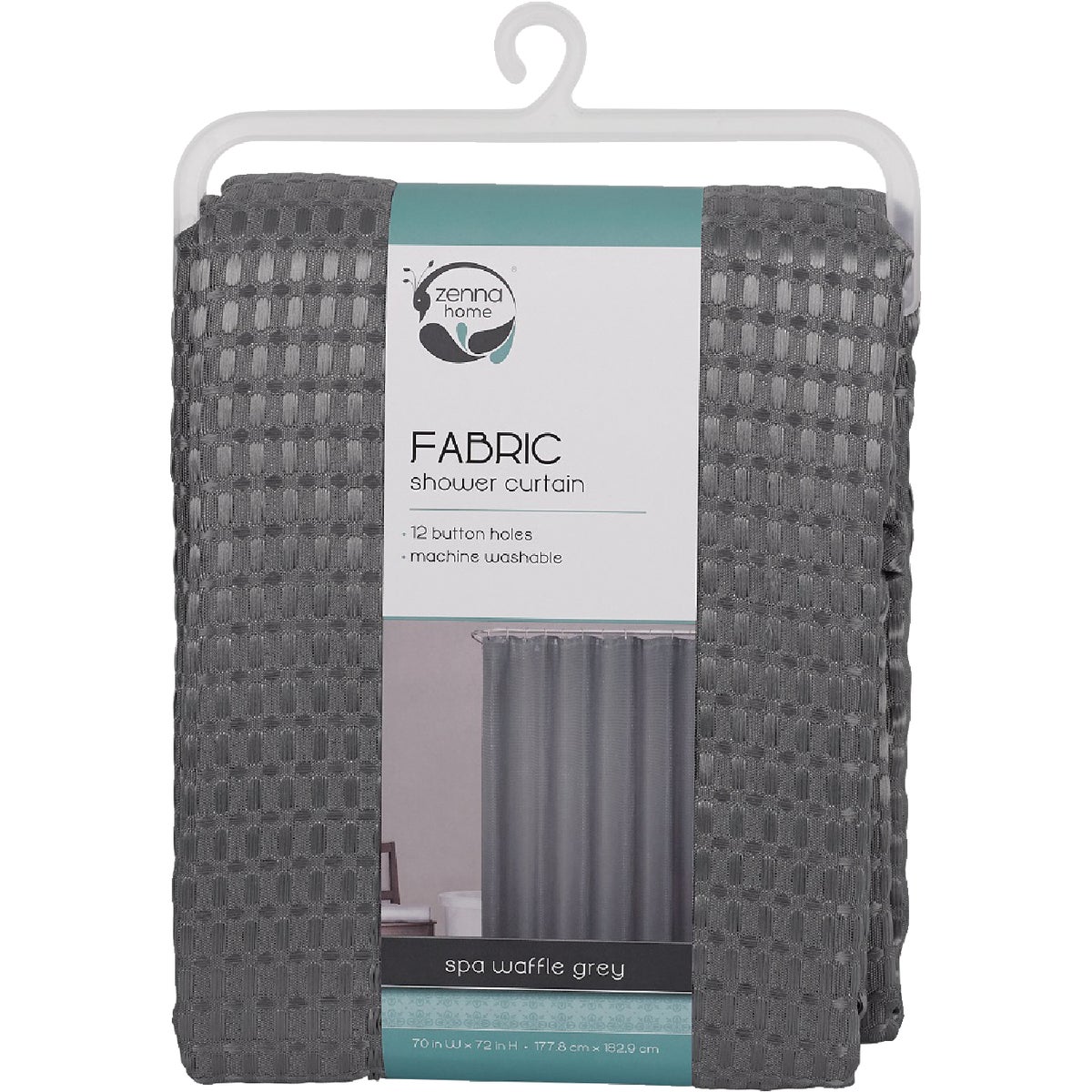 Zenna Home 70 In. x 72 In. Steel Gray Luxury Spa Waffle Shower Curtain