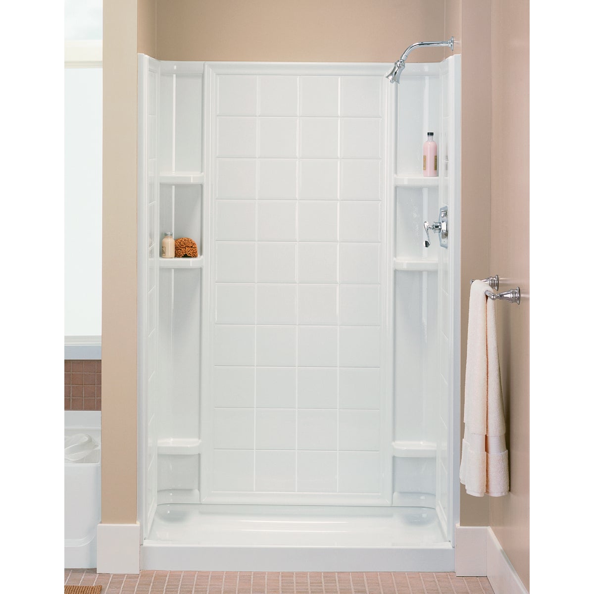 Sterling Ensemble 60 In. W x 34 In. D Center Drain Shower Pan in White Image 2