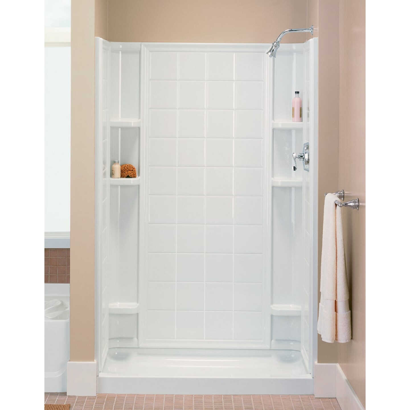 Sterling Ensemble 60 In. W x 34 In. D Center Drain Shower Pan in White Image 2