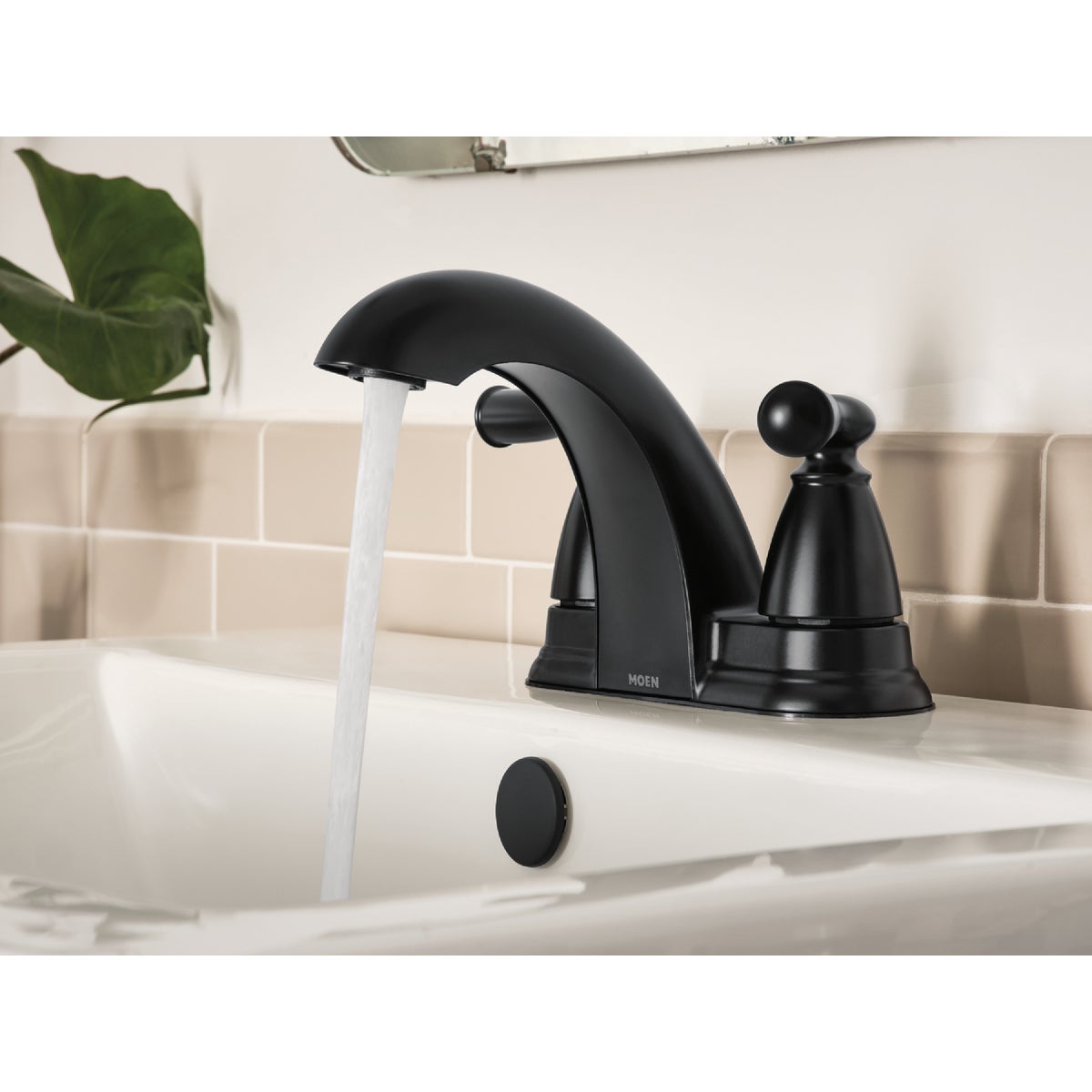 Moen Banbury 2-Handle Lever Low Arc Centerset Bathroom Faucet, Matte Black Image 3