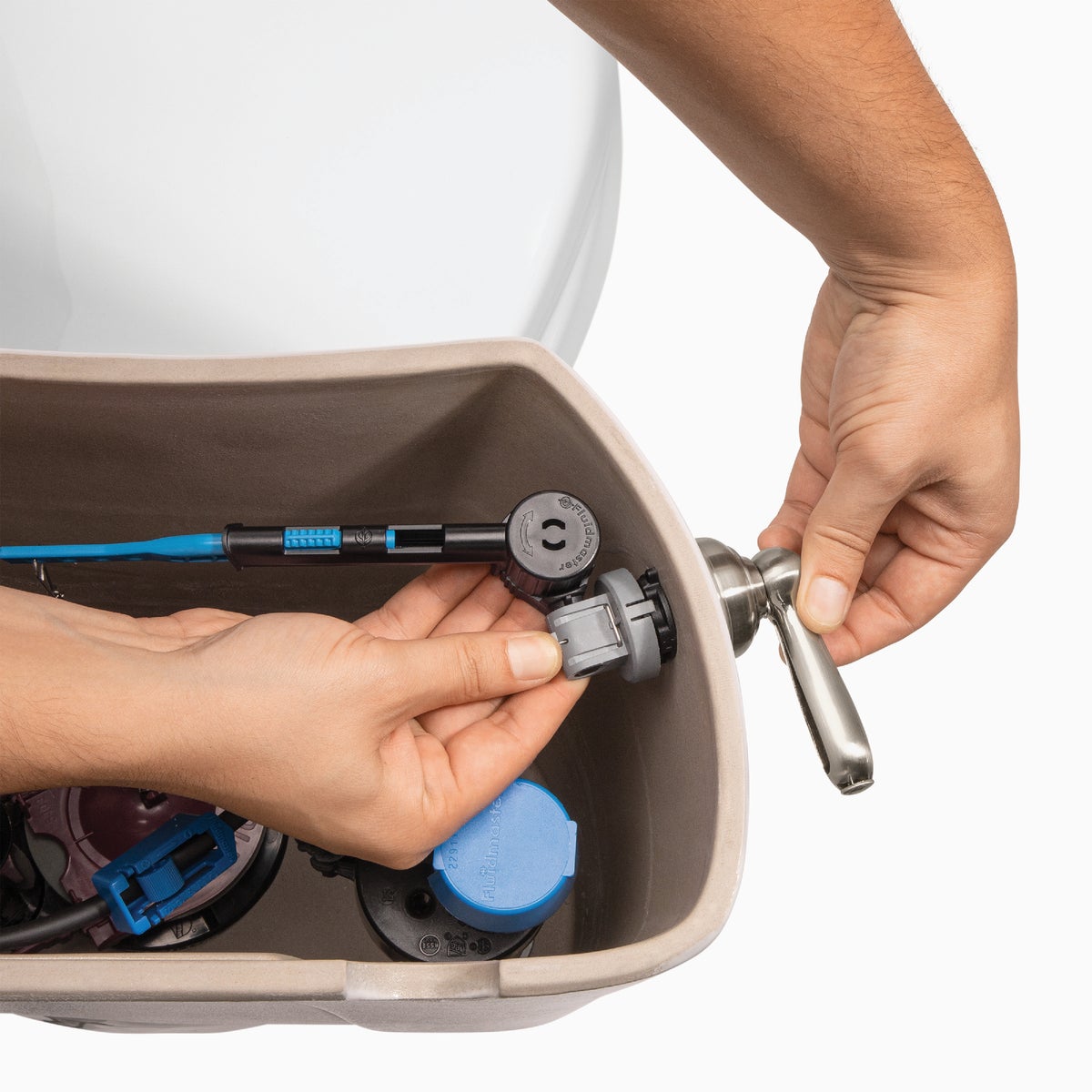 Fluidmaster Perfect Fit Premium Brushed Nickel Tank Lever with Plastic Telescoping Arm Image 2