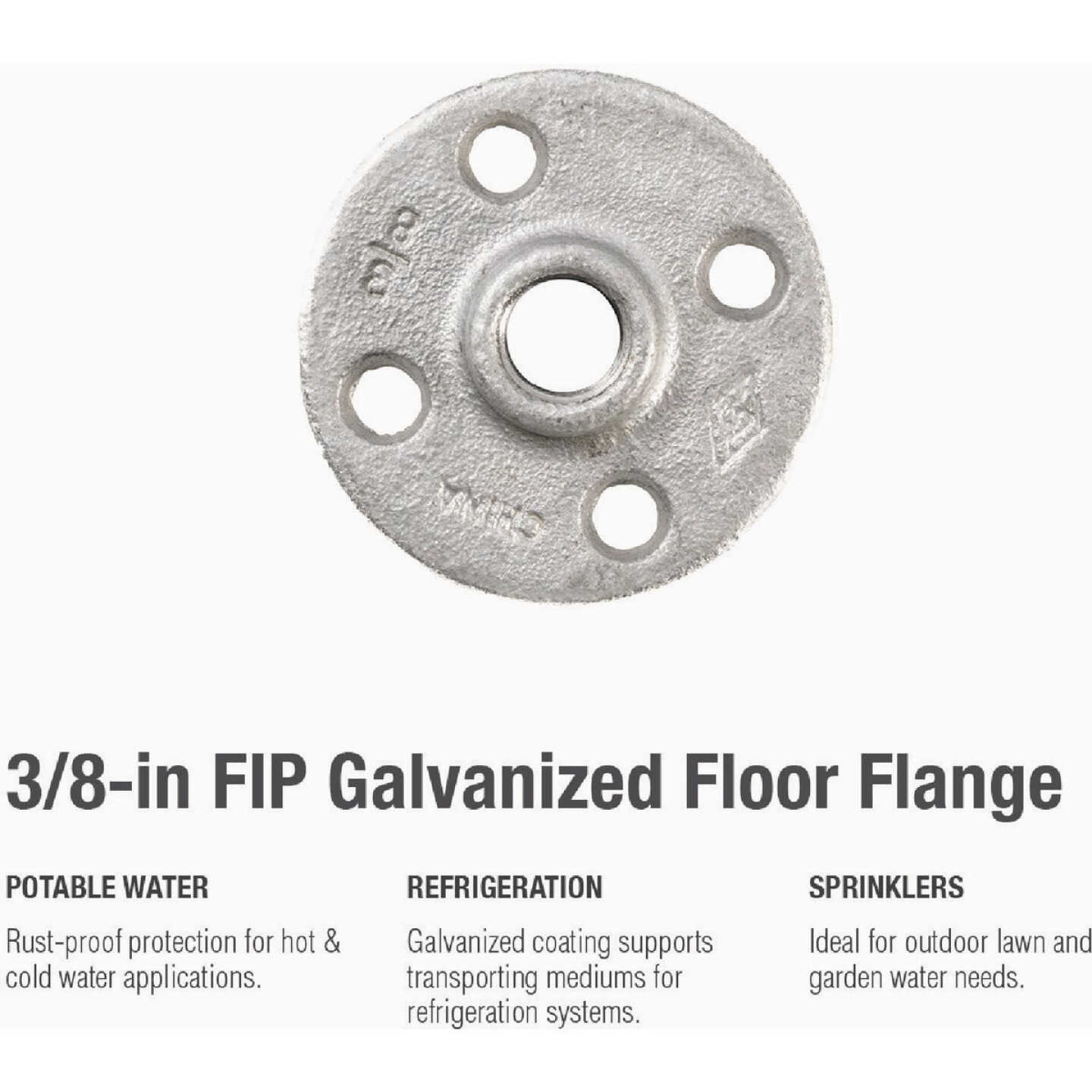 Southland 3/8 In. Galvanized Malleable Iron Floor Flange Fitting Image 3