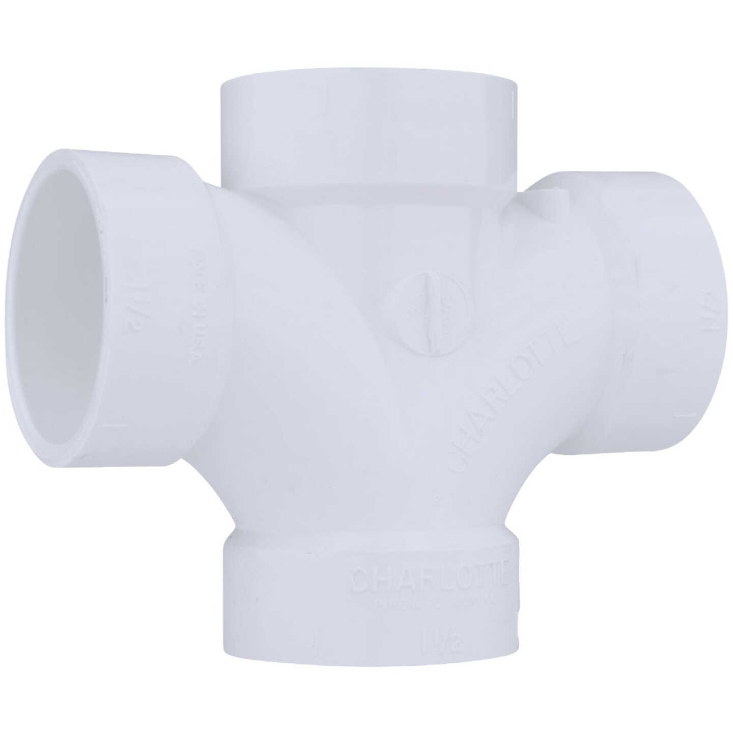 Charlotte Pipe 1-1/2 In. Double Sanitary DWV PVC Tee Image 1