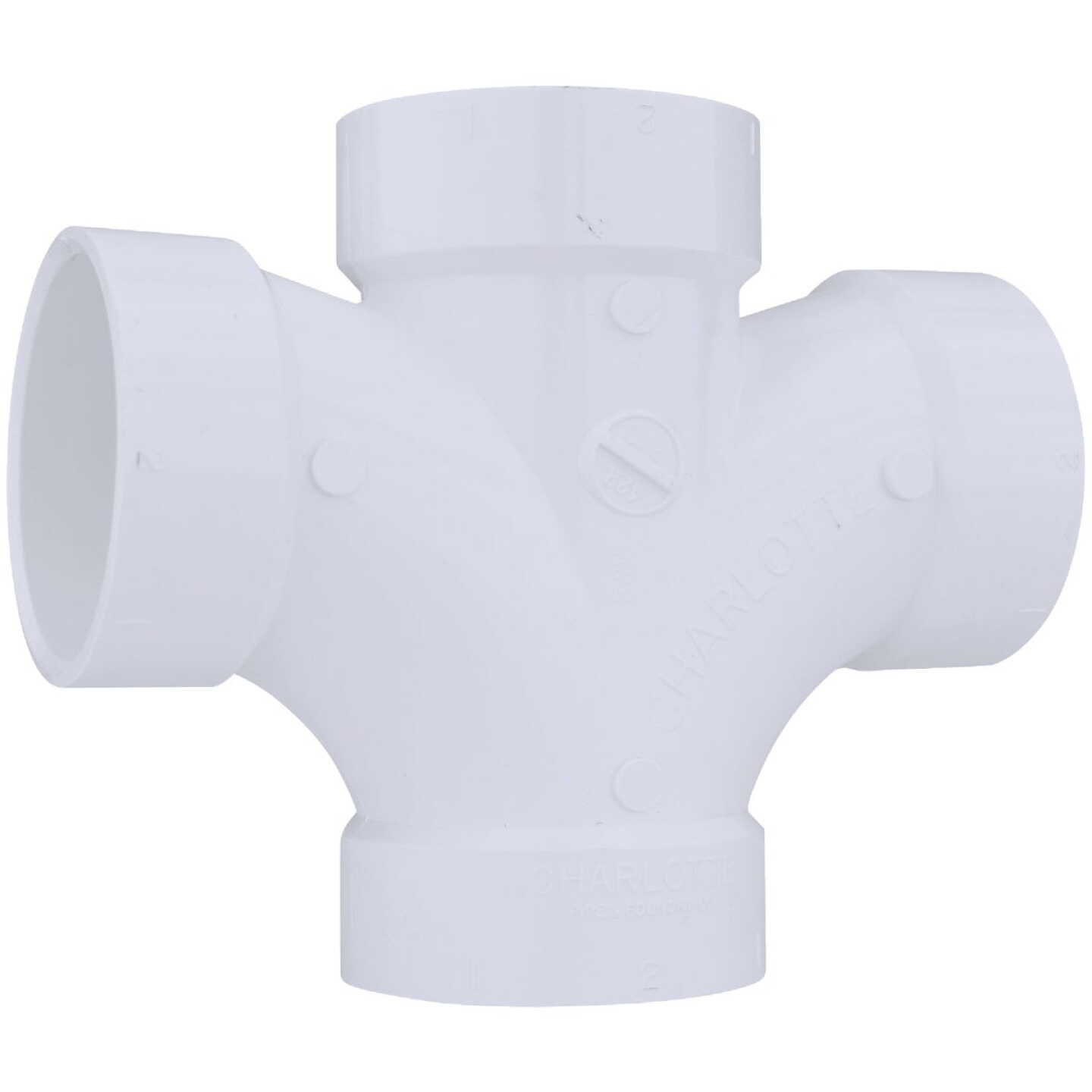 Charlotte Pipe 2 In. Double Sanitary DWV PVC Tee Image 1