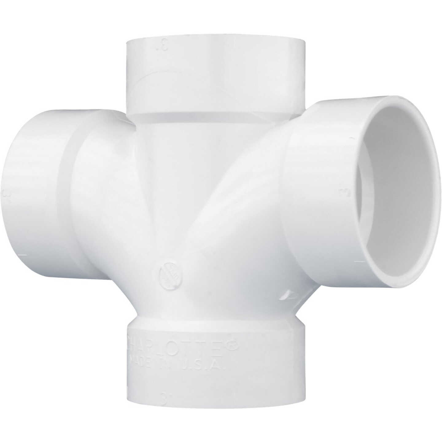 Charlotte Pipe 3 In. Double Sanitary DWV PVC Tee Image 1