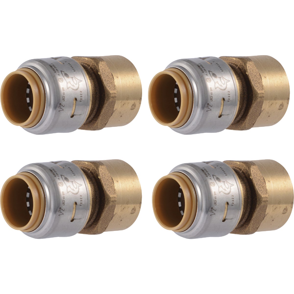 SharkBite 1/2 In. x 1/2 In. FNPT Straight Brass Push-to-Connect Female Adapter (4-Pack)
